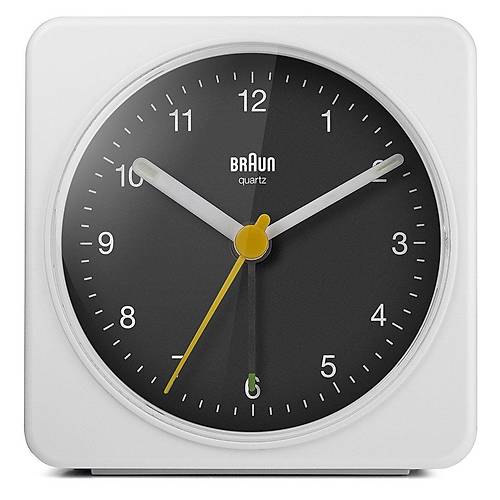 BRAUN BC03WB BEYAZ-SYAH KLASK SEYAHAT ANALAOG ALARMLI MASA SAAT