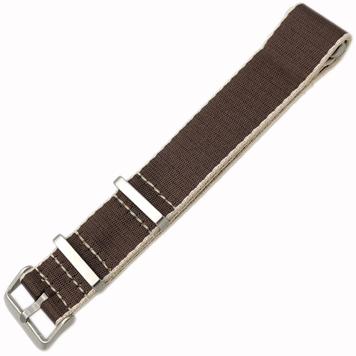 Dokuma Tekstil Saat Kordonu 20-22mm Kahve Bej 1.6mm Kal�nl�k