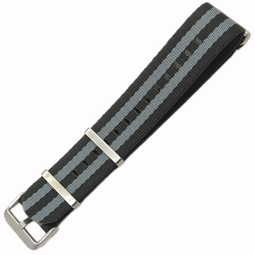 Dokuma Tekstil Saat Kordonu 20-22mm Gri Siyah 1.4mm Kal�nl�k
