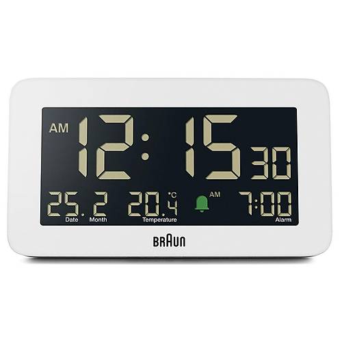 BRAUN BC10W BEYAZ D�J�TAL ALARMLI MASA SAAT�