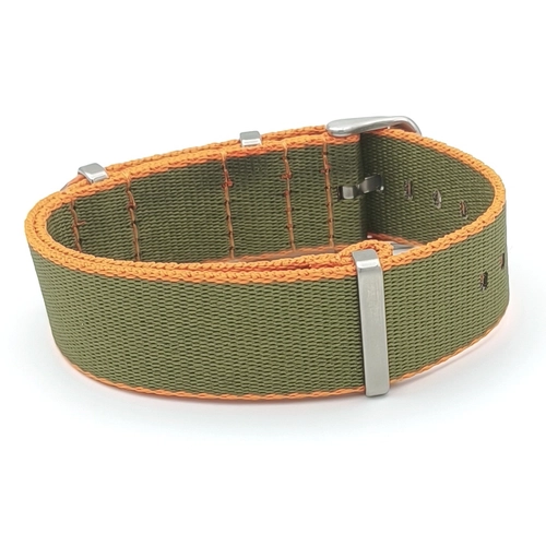 Dokuma Tekstil Saat Kordonu 20-22mm Ye�il Turuncu 1.6mm Kal�nl�k