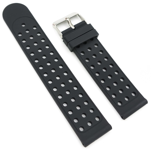 Silikon Saat Kordonu 22mm Siyah Hava Delikli Konforlu Tasarm