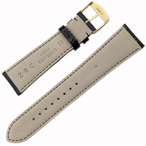 ZRC Croco Grain Calf Hakiki Deri Saat Kordonu - Siyah 22mm