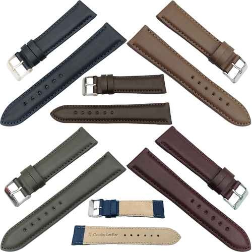 Saat Kordonu Hakiki Deri Yerli retim 22mm Bombeli Dikili 5 Renk Seenek