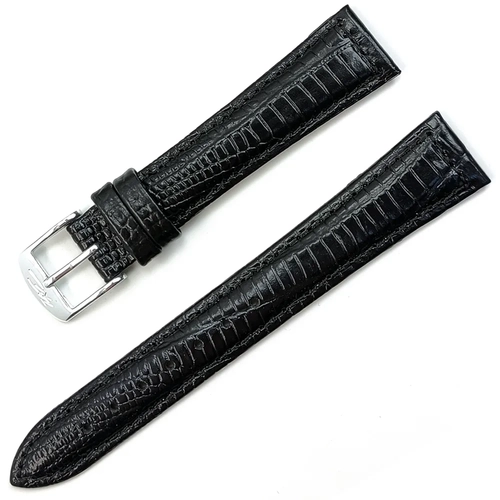 Hakiki Deri Klasik Saat Kordonu 18x14mm | Bandco Buffalo Siyah Lizard Desen