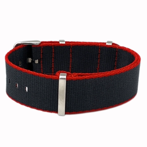 Dokuma Tekstil Saat Kordonu 20-22mm Siyah K�rm�z� 1.6mm Kal�nl�k