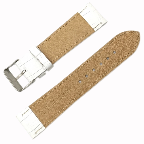 Hakiki Deri Saat Kordonu 22mm Beyaz Kroko Desen