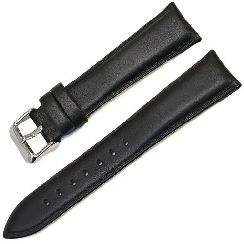 Siyah Golf Hakiki Deri Saat Kordonu - Desensiz Klasik 22x18mm