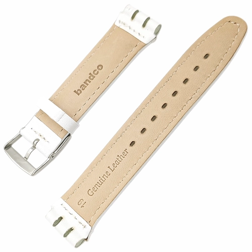 Bandco Swatch Uyumlu 19mm Hakiki Deri Saat Kordonu Beyaz Desensiz