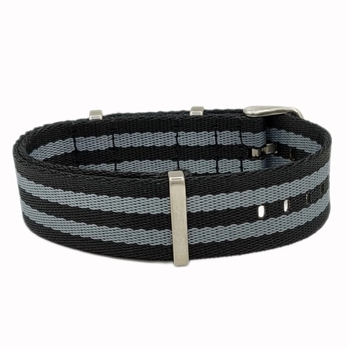 Dokuma Tekstil Saat Kordonu 20-22mm Gri Siyah 1.4mm Kal�nl�k