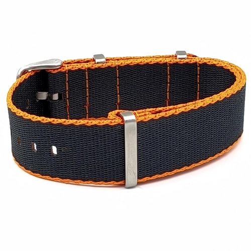 Dokuma Tekstil Saat Kordonu 20-22mm Siyah Turuncu 1.6mm Kal�nl�k