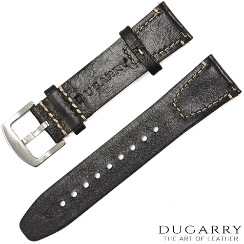 Dugarry Artisan Hakiki Deri Saat Kordonu (Siyah, Bej Diki�li, 22mm)