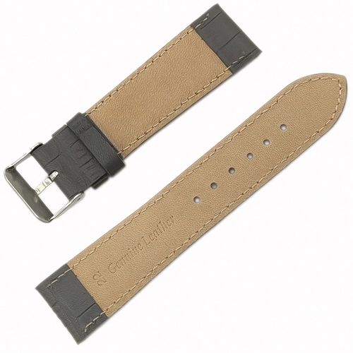 Hakiki Deri Saat Kordonu 22mm Gri Kroko Desen