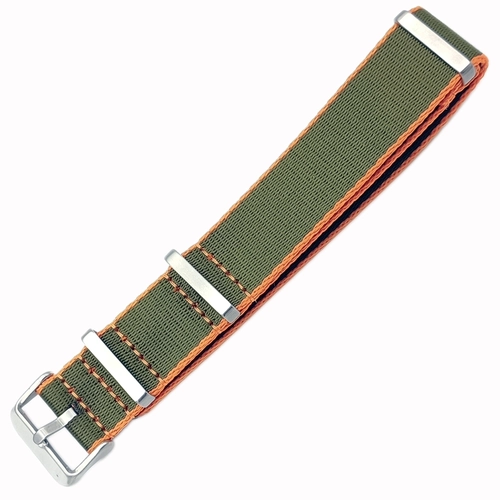 Dokuma Tekstil Saat Kordonu 20-22mm Ye�il Turuncu 1.6mm Kal�nl�k