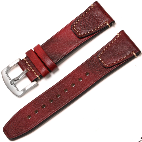 KEFE 1970 Nautical Series 20-22-24mm Bordo Hakiki Deri Saat Kordonu