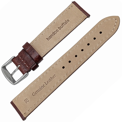 20mm Bandco Hakiki Deri Saat Kordonu K�z�l Kahverengi