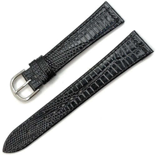 Hakiki Deri Klasik Saat Kordonu 18x14mm | Bandco Buffalo Siyah Lizard