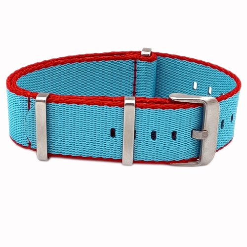 Dokuma Tekstil Saat Kordonu 20-22mm Turkuaz K�rm�z� 1.6mm Kal�nl�k