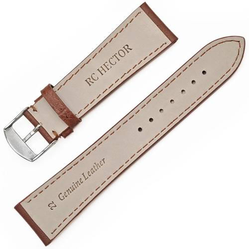 RC Hector Hakiki Deri Koyu Taba Saat Kordonu 22x18mm Bombeli