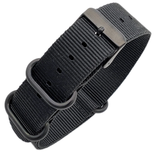 Dokuma Tekstil Saat Kordonu 22mm Siyah 1mm Kal�nl�k Siyah Toka