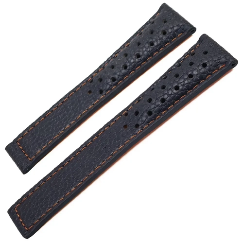 Tag Heuer Uyumlu Lacivert Delikli Hakiki Deri Saat Kordonu 22x18mm