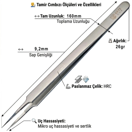 Profesyonel Mikro U�lu Paslanmaz �elik Tamir C�mb�z� 160mm