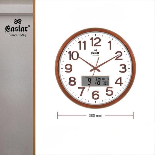 Eastar A5146 Ah�ap G�r�n�ml� S�cakl�k/Takvimli Duvar Saati