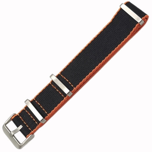 Dokuma Tekstil Saat Kordonu 20-22mm Siyah Turuncu 1.6mm Kal�nl�k