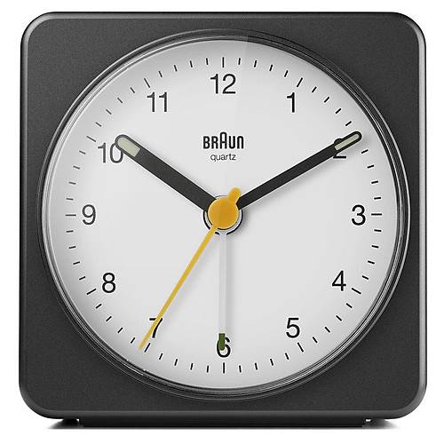 BRAUN BC03BW S�YAH-BEYAZ KLAS�K SEYAHAT ANALOG ALARMLI MASA SAAT�