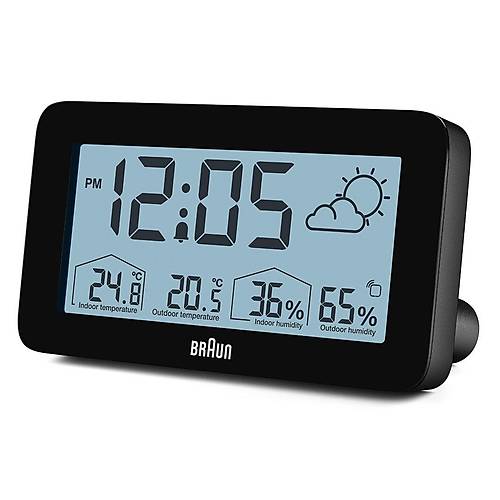 BRAUN BC13BP S�YAH D�J�TAL HAVA DURUMU ALARMLI MASA SAAT�