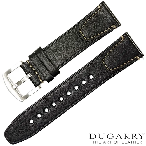 Dugarry Artisan Hakiki Deri Saat Kordonu (Siyah, Bej Diki�li, 22mm)