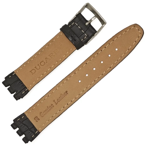 Dugarry Swatch Uyumlu 17mm Kahverengi Deri Saat Kordonu - Kroko Desen