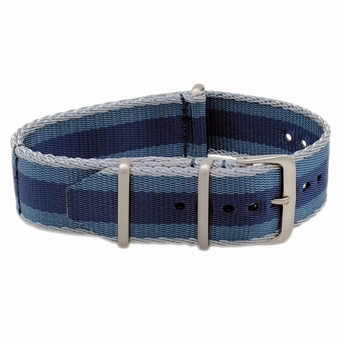 Dokuma Tekstil Saat Kordonu 20-22mm Lacivert F�me Gri 1.6mm Kal�nl�k