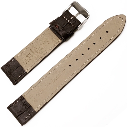 Saat Kordonu Hakiki Deri Yerli retim 20mm Koyu Kahverengi Kroko Desen