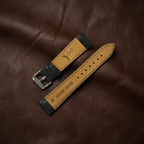 Golf Hakiki Deri Saat Kay��� 22x18mm Klasik Yar�m Bombeli Siyah