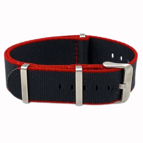 Dokuma Tekstil Saat Kordonu 20-22mm Siyah K�rm�z� 1.6mm Kal�nl�k