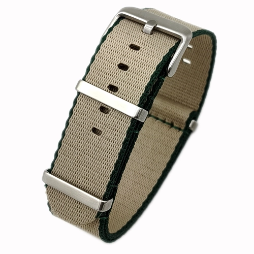 Dokuma Tekstil Saat Kordonu 20-22mm Bej Ye�il 1.6mm Kal�nl�k