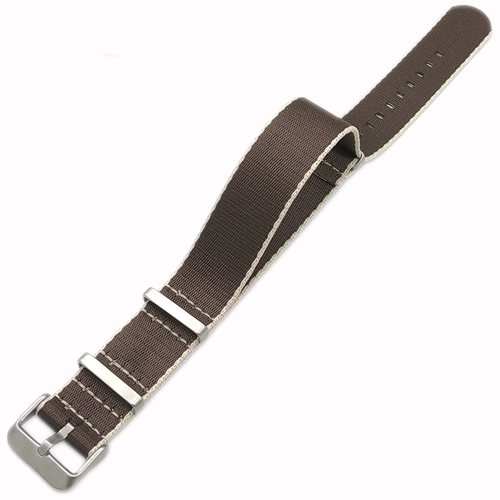 Dokuma Tekstil Saat Kordonu 20-22mm Kahve Bej 1.6mm Kal�nl�k