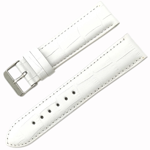 Hakiki Deri Saat Kordonu 22mm Beyaz Kroko Desen