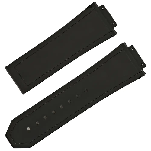 Hublot F1 Formula Uyumlu Deri ve Silikon Saat Kordonu - Diki�li Koyu Kahverengi