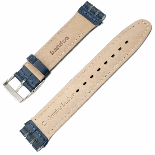 Bandco Swatch Uyumlu 19mm Hakiki Deri Saat Kordonu Lacivert