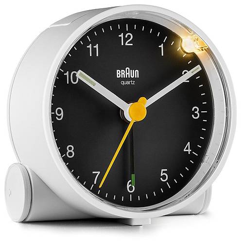 BRAUN BC01WB BEYAZ-S�YAH KLASiK ANALOG ALARMLI MASA SAAT�