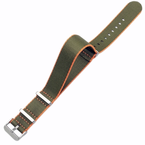 Dokuma Tekstil Saat Kordonu 20-22mm Ye�il Turuncu 1.6mm Kal�nl�k