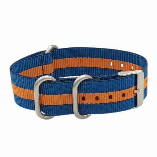 Dokuma Tekstil Saat Kordonu 22mm Lacivert Turuncu 1mm Kal�nl�k