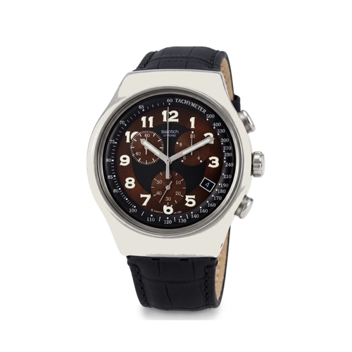 Swatch Irony Chronograph Uyumlu Deri Saat Kordonu 24mm Kahverengi