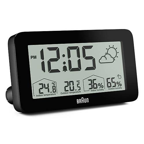 BRAUN BC13BP S�YAH D�J�TAL HAVA DURUMU ALARMLI MASA SAAT�
