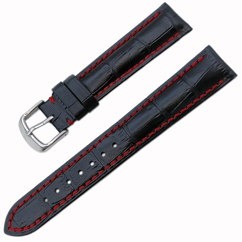 RC Hector Hakiki Deri A Kalite Saat Kordonu 18mm Siyah Kroko Desen