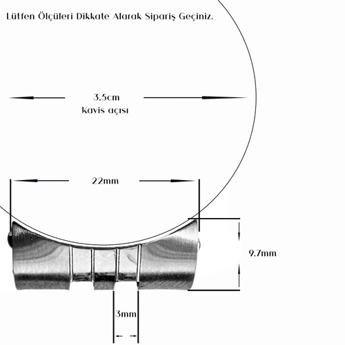 Jubile Model 19-20-21-22mm Dolgu Solid elik Saat Kordonu Kavisli A Kalite