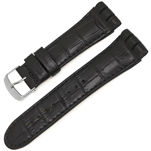 Swatch Irony Chronograph Uyumlu Deri Saat Kordonu 24mm Siyah