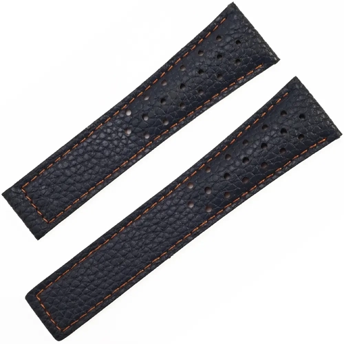 Tag Heuer Uyumlu Lacivert Delikli Hakiki Deri Saat Kordonu 22x18mm